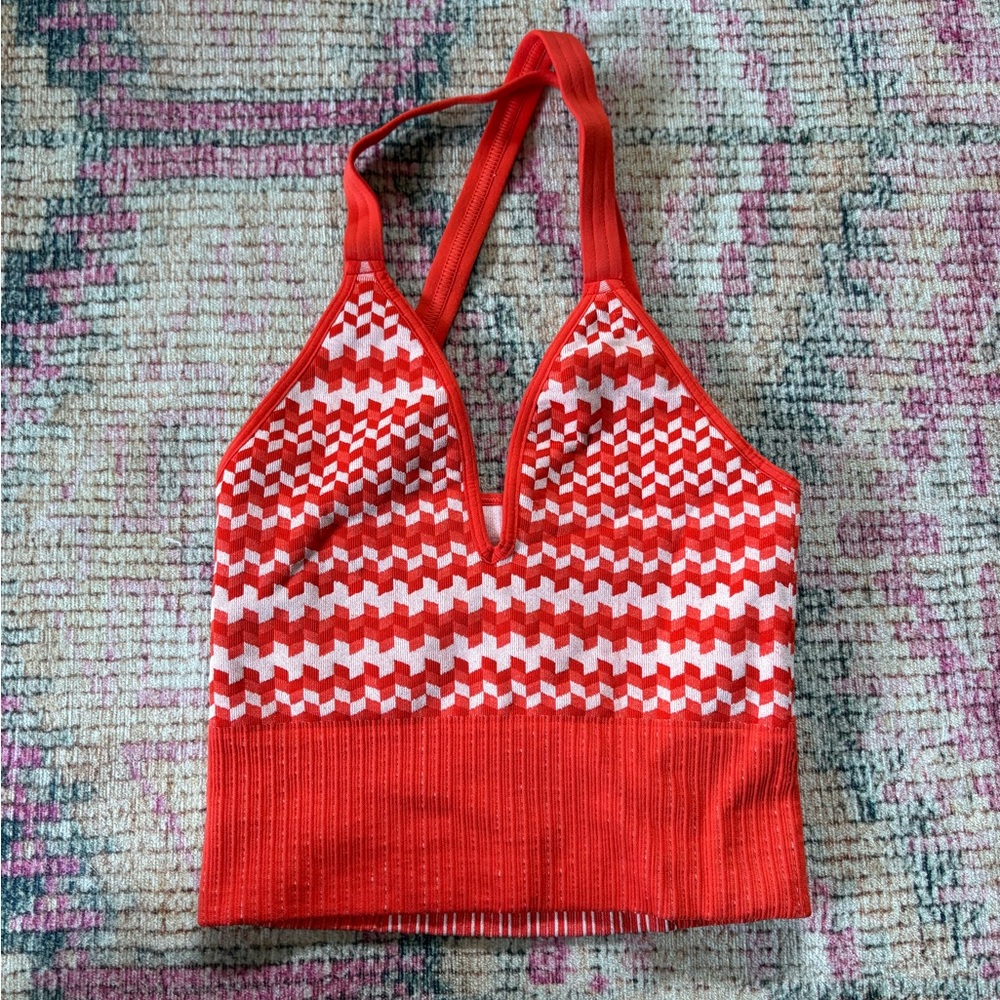 Free People Red and White Tank Top